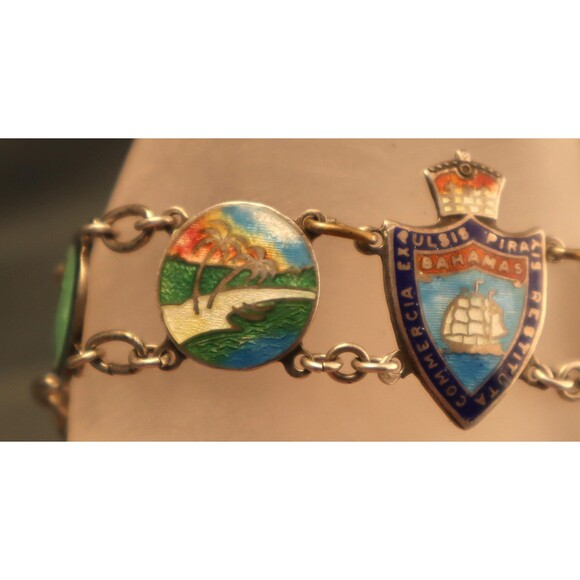 Sterling Enamel Bahamas Bracelet Vintage AMCO - Picture 4 of 10